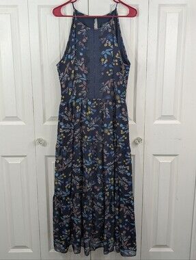 Karin Stevens: Navy Floral Maxi Dress - Size 14